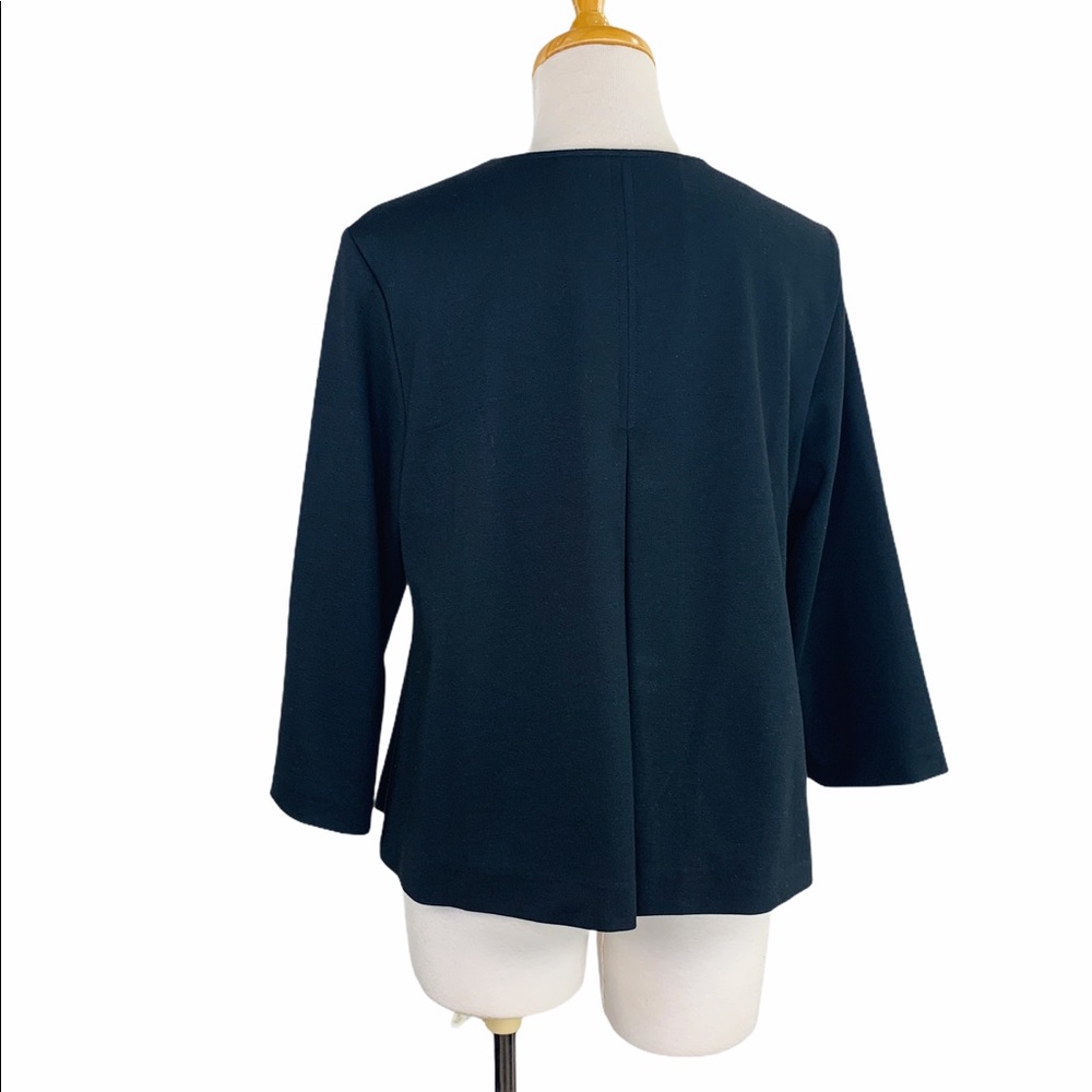 COLDWATER CREEK Vintage Swing Smock Blazer Top Black Small Carved Wood Buttons - Picture 2 of 9